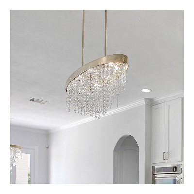Antique Gold Crystal 8-Light Chandelier with Hand Cut Beads