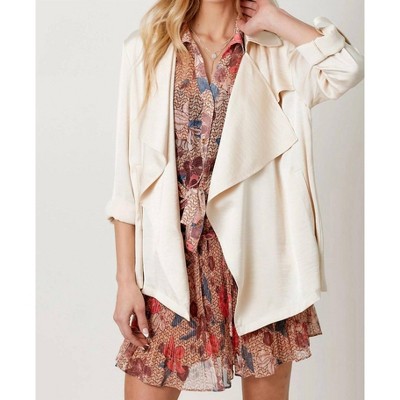 Women's Satin Trench Short Dressy Jacket - mystree
