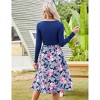 Women's Maternity Dress Long Sleeve Vintage Floral Patchwork Dress Flared A-Line Swing Casual Party Midi Dress - 3 of 4