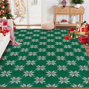 Christmas Area Rug Non Slip Machine Washable Rug Low Pile Carpet for Holiday Decor Geometric Rugs for Living Room Bedroom - 1 of 4