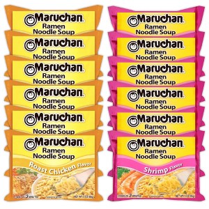 Maruchan Ramen Instant Noodle Soup Variety, 2 Flavors - 6 Packs Roast Chicken & 6 Packs Shrimp, 3 Ounce Single Servings - 1 of 1