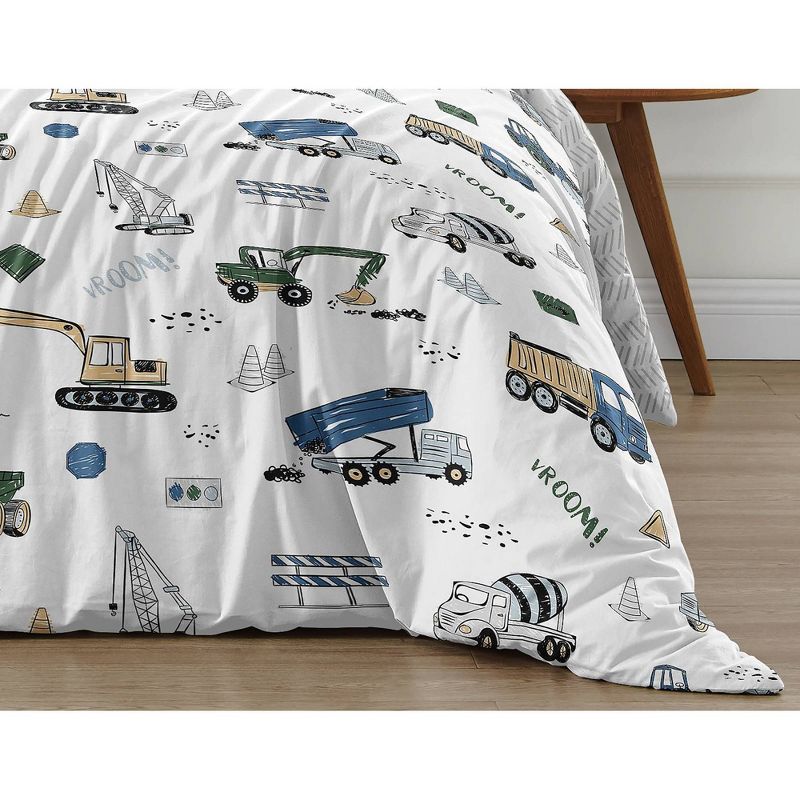 3pc Construction Truck Full/Queen Kids&#39; Comforter Bedding Set Green and Blue - Sweet Jojo Designs, 6 of 8