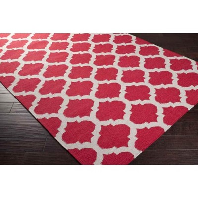 Handmade Gray and Coral Wool Trellis Runner Rug 2'6" x 8'
