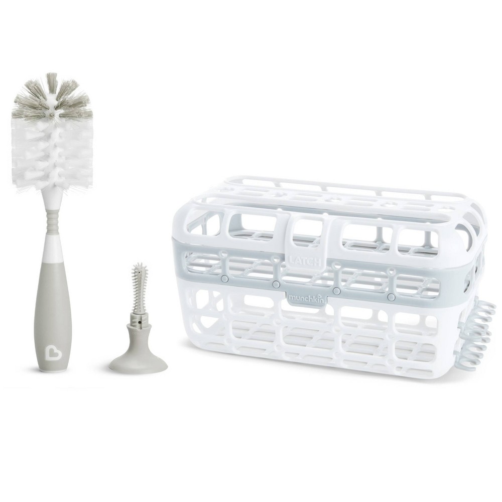 Photos - Garden & Outdoor Decoration Munchkin High Capacity Dishwasher Basket And Bristle Brush Cleaning Set  