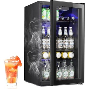 ZAFRO Beverage Refrigerator Cooler - 130 Can Mini Fridge with  Digital Temperature Control, LED Lighting for Home, Office, Bar - 3.2 Cu.Ft, Black - 1 of 4
