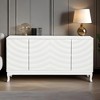 TiramisuBest 4-Door Buffet Cabinet with Storage, Wood Sideboard Cabinet with Adjustable Shelves for Dining, Kitchen & Living (Natural) - 2 of 4