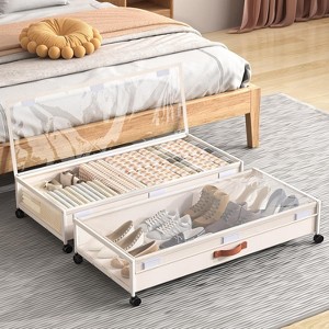 Effortless Underbed Organization: Storage on Wheels with Clear Tops - Easy-Access Roll-Out Bins for Shoes, Seasonal Items - 1 of 4