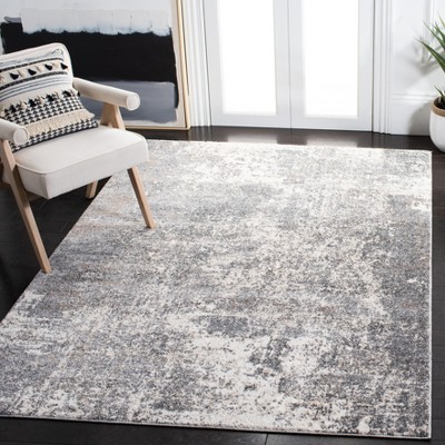 Gray and Ivory Abstract Hand-knotted 4' x 6' Rug