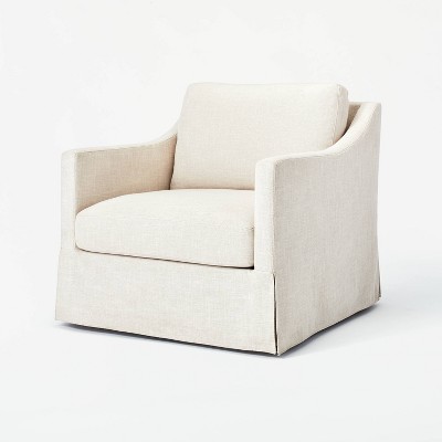 White slipcover 2025 swivel chair