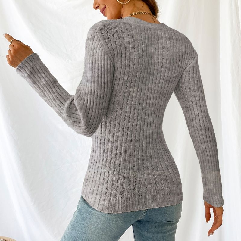 Women's Ribbed Surplice Wrap Sweater - Cupshe, 4 of 5