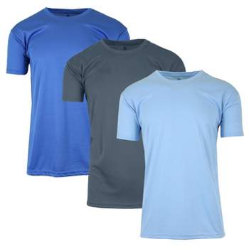 Galaxy By Harvic Men's Short Sleeve Moisture-Wicking Quick Dry Performance Crew Neck Tee- 3 Pack
