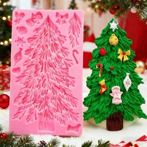 JDICTION 3D Christmas Silicone Molds, Large Xmas Tree Crystal Ball Snowflake Fondant Cake Decorating Molds for Holiday Candy Cookie Cupcake - 1 of 4