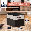Ornavo Home 6 Pack Linen Fabric Storage Cube Bin with Faux Leather Handles - 2 of 4