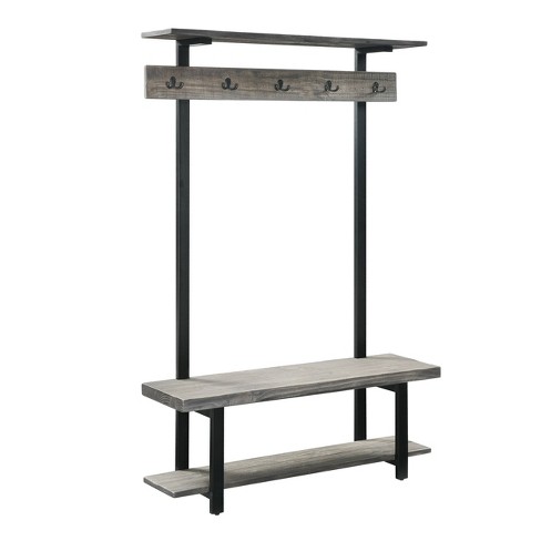 Homcom Hall Tree With Bench And Shoe Storage, Entryway Bench With Coat  Rack, Mudroom Bench With Storage And Hooks For Hallway, Gray : Target