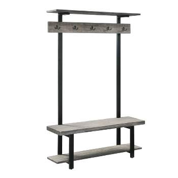 Pomona Entryway Hall Tree with Bench, Shelf and Coat Hooks - Alaterre Furniture