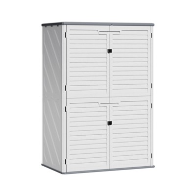 Resin Storage Shed, 65Cu Ft Outdoor Storage Cabinet Waterproof, Outdoor Storage Box for Patio Tools, Sofa Cushion, Lawn Mower and Garbage Cans