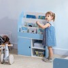 Qaba Kids Bookshelf and Toy Storage Organizer with Cabinet, Kids Bookcase, Childrens Bookshelf, Ages 3-8, Blue - 2 of 4