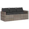 vidaXL Patio Sofa with Cushions 3-Seater Gray Poly Rattan - 2 of 4