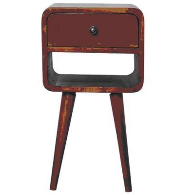 TIRAMISUBEST Curved Chestnut Nightstand - Space-Saving Bedside Table for Modern Bedrooms