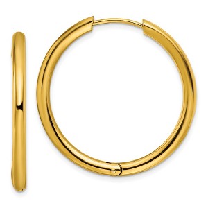 Chisel Stainless Steel Polished Yellow IP-plated 3mm Hinged Hoop Earrings - 1 of 4