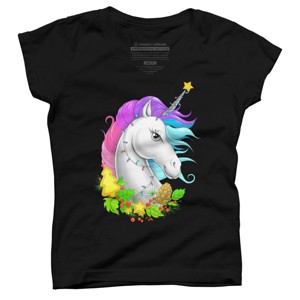 Girl's Design By Humans Christmas unicorn By NikKor T-Shirt - 1 of 3