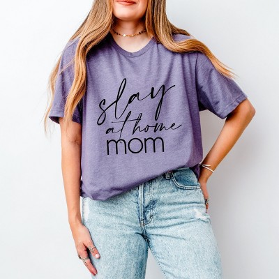Simply Sage Market Slay At Home Mom Short Sleeve Tee - M - Purple