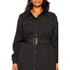 Slickblue Black Satin Effect Belted Jacket Dress - Chic Plus Size Dress for Formal & Office Wear, Size 1XL-3XL - 4 of 4