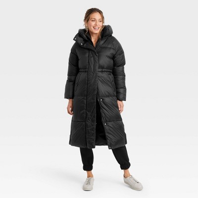 Women's Duvet Shine Puffer Jacket - A New Day™ Black XS