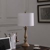 27.5" Coastal Wood Effect Polyresin Table Lamp - Ore International: Antique Cream, Linen Shade - 2 of 4