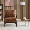 Syemin Accent Chairs Modern Upholstered Living Room Chair Comfy Reading Chair Vanity Chair Wood Armrests Single Sofa Chair, Brown, 28.3"*34.4"*35.4" - 2 of 4