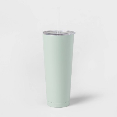 25oz Double Walled Stainless Steel Vacuum Tumbler with Silicone Lid & Straw Mint - Room Essentials™