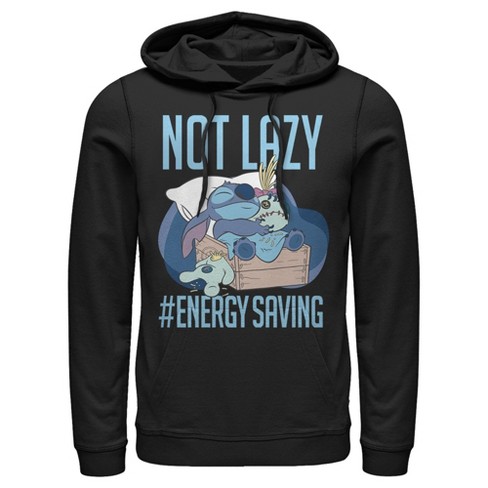 Men's Lilo & Stitch Not Lazy, Saving Energy Pull Over Hoodie : Target