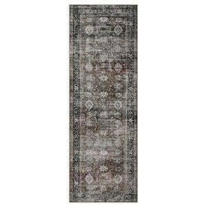 Vintage Washable Floral Print Living Room Rugs, Indoor Farmhouse Soft Bedroom Carpet, Low Pile Floor Cover for Dining Room Kitchen - 1 of 4