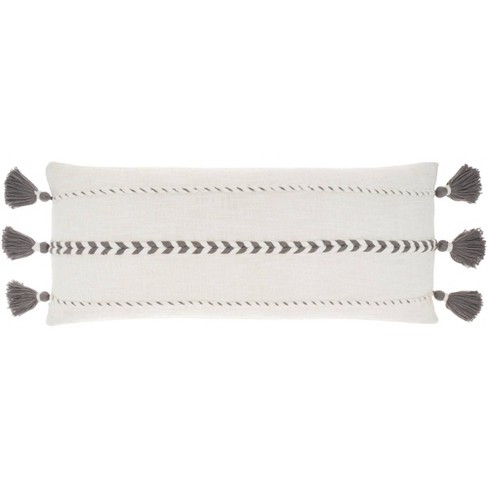 Mix & Match: White Stripe / Black Extra Long Lumbar Pillow - 14x36