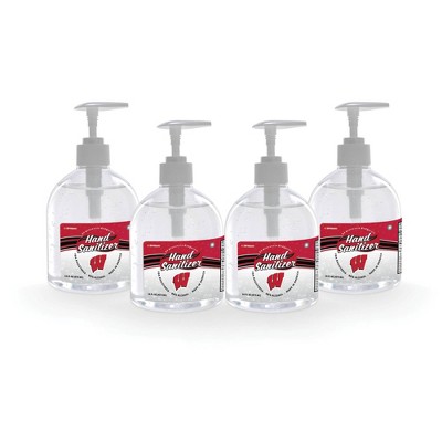 NCAA Wisconsin Badgers 16oz Pump Top Hand Sanitizer - 4pk