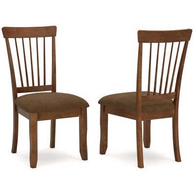 Rustic Brown Microfiber Upholstered Dining Chairs, Set of 2