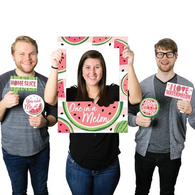 Big Dot of Happiness Sweet Watermelon - Fruit Party Selfie Photo Booth Picture Frame and Props - Printed on Sturdy Material