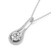 Pompeii3 1 1/10Ct TW Diamond Halo Drop Pendant 14k Gold Necklace Lab Created 1" Tall - 2 of 4