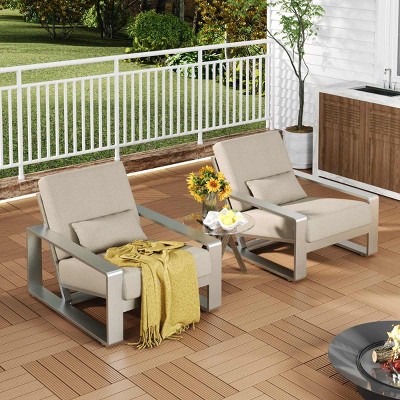 Modern Aluminum Outdoor Patio Lounge Chair,Indoor Chaise Lounge with Cushion for Living Room,Garden Loungers for Backyard-Coolbibila