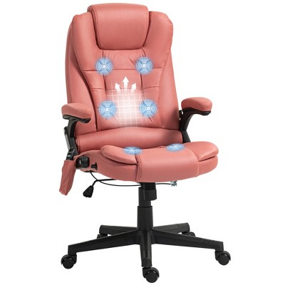 HOMCOM 6 Point Vibrating Massage Office Chair with Heat, Microfiber High Back Executive Office Chair with Reclining Backrest, Armrests