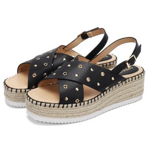 Womens Cross Strap Platform Sandals Open Toe Ankle Strap Mid Heel Wedge Sandals - 1 of 2