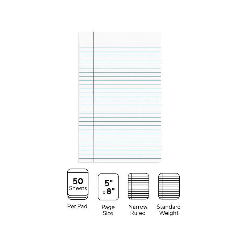 Staples Notepads 5" x 8" Narrow White 50 Sh./Pad 12 Pads/PK TR57330/18600, 3 of 9