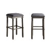 Roundhill Furniture Arnhem Wood Gray Upholstered Swivel Bar Stools, Set of 2 - 4 of 4
