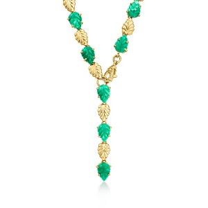 Ross-Simons 45.00 ct. t.w. Emerald Leaf Y-Necklace in 18kt Gold Over Sterling - 1 of 2