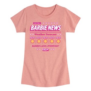 Girls' - Barbie - Barbie News Weather Forecast Sun! Everyday Fitted Short Sleeve Graphic T-Shirt - 1 of 4