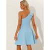 INSPIRE CHIC Women's Christmas Party Elegant Flared Bow One Shoulder Evening Cocktail Dresses - 3 of 4