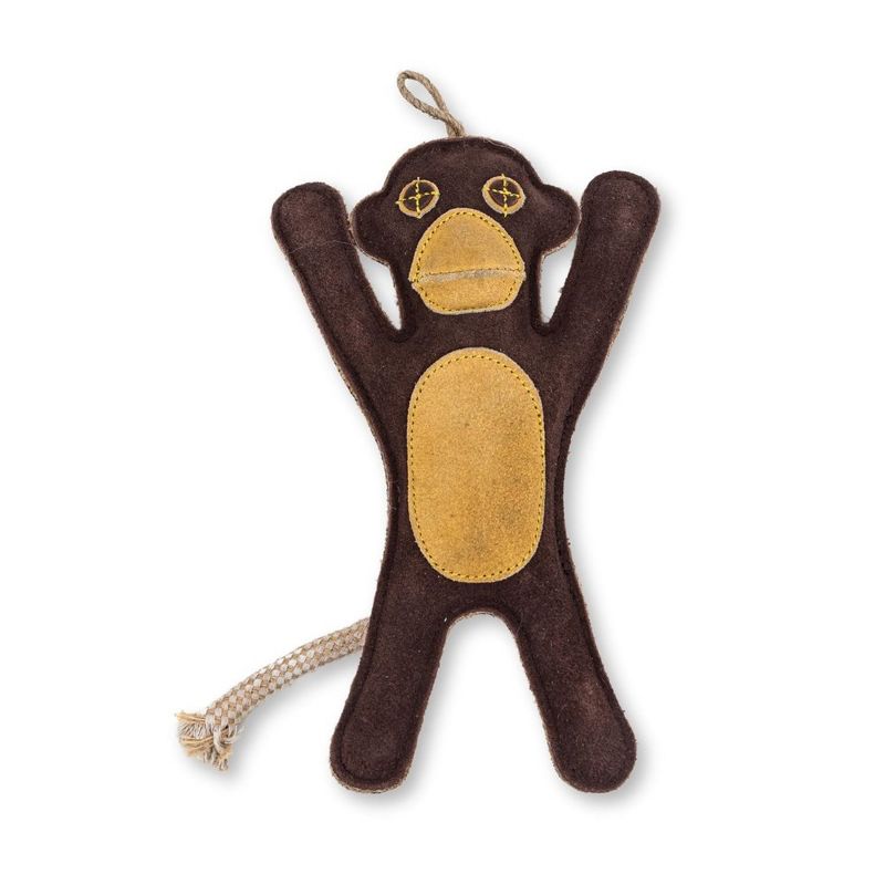 American Pet Supplies 11.5-Inch Sustainable Natural Leather Monkey Chew Toy for Dogs, 1 of 4