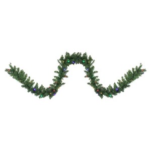 Northlight Pre-Lit Northern Pine Artificial Christmas Garland - 9' x 10" - Multicolor LED Lights - 1 of 3