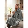Personalization Mall All About Me Embroidered Initial Fleece Blanket, Grey, 60" x 80" - 4 of 4