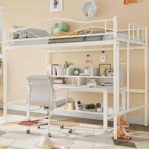 TackView Loft Bed Twin Size, Metal Twin Loft Bed with Ladder & Safety Guardrail, Space-Saving, Noise Free, No Box Spring Needed, 400 Lbs - 1 of 4